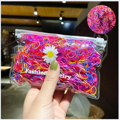 1000Pcs/Pack Colorful Small Disposable Elastic Hair Bands Scrunchie Girls Rubber Band Ponytail Holder Hair Accessories Hair Ties