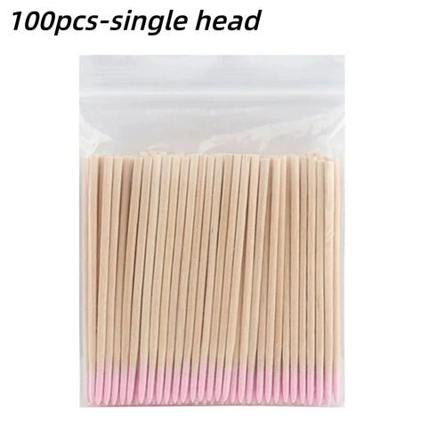 100/300/500 Nails Wooden Tip Cotton Stick Buds Disposable Ultra-Detail