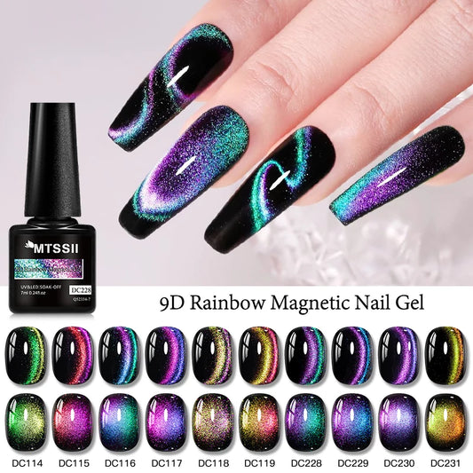 9D Rainbow Cat Magnetic Gel Nail Polish Chameleon Galaxy Effect