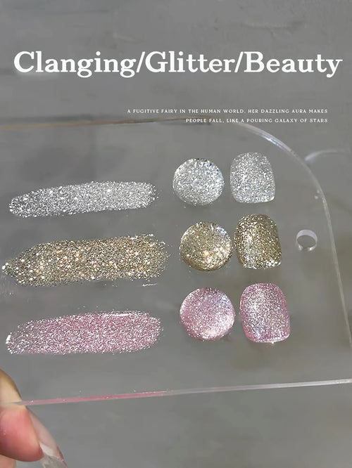 10ml 1-12pcs Gold Sparkling Platinum Nail Gel Polish Glitter Long