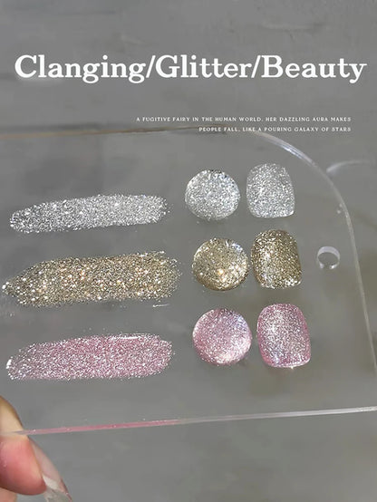 10ml 1-12pcs Gold Sparkling Platinum Nail Gel Polish Glitter Long