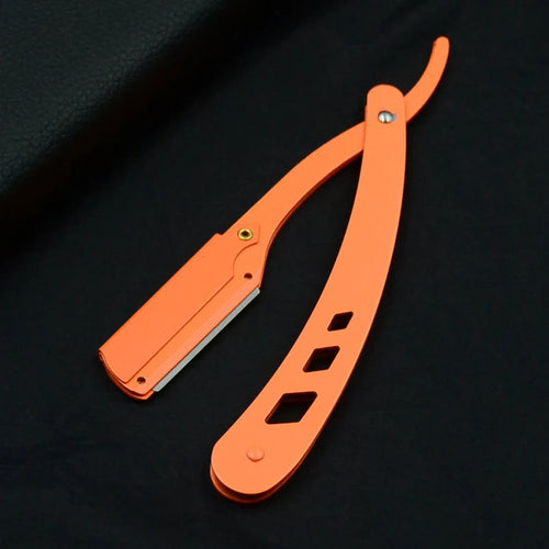 Men Shaving Barber Tools Hair Razor and Blades Antique Black Folding