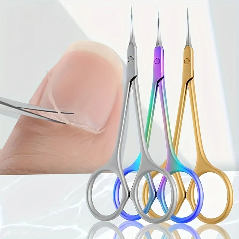 Stainless Steel Curved Tip Thin Blade Cuticle Scissors Nail Clippers