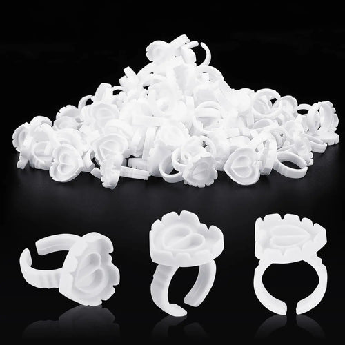 100 PCS Disposable Heart-shaped Plastic Glue Ring Cup Eyelash