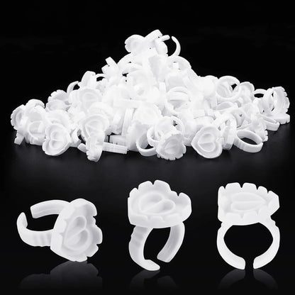 100 PCS Disposable Heart-shaped Plastic Glue Ring Cup Eyelash
