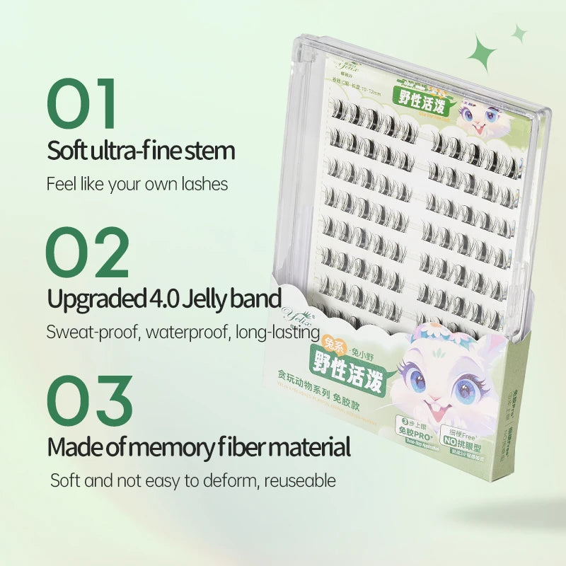 Yelix DIY Clusters Eyelashes Glue-free False Eyelashes Natural Eyelash