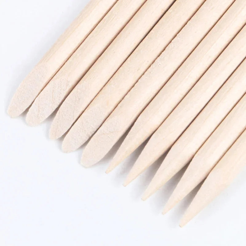 100PCS Cuticle Pusher Remover Nail Art Tools Orange Wood Sticks