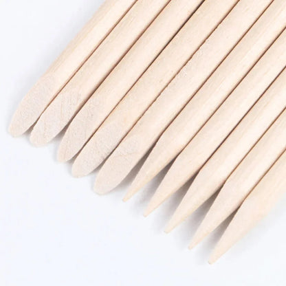 100PCS Cuticle Pusher Remover Nail Art Tools Orange Wood Sticks