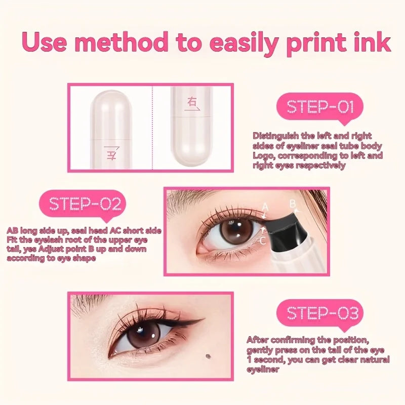 Rotating Eyeliner Stamp Pen, Long-Lasting Waterproof &