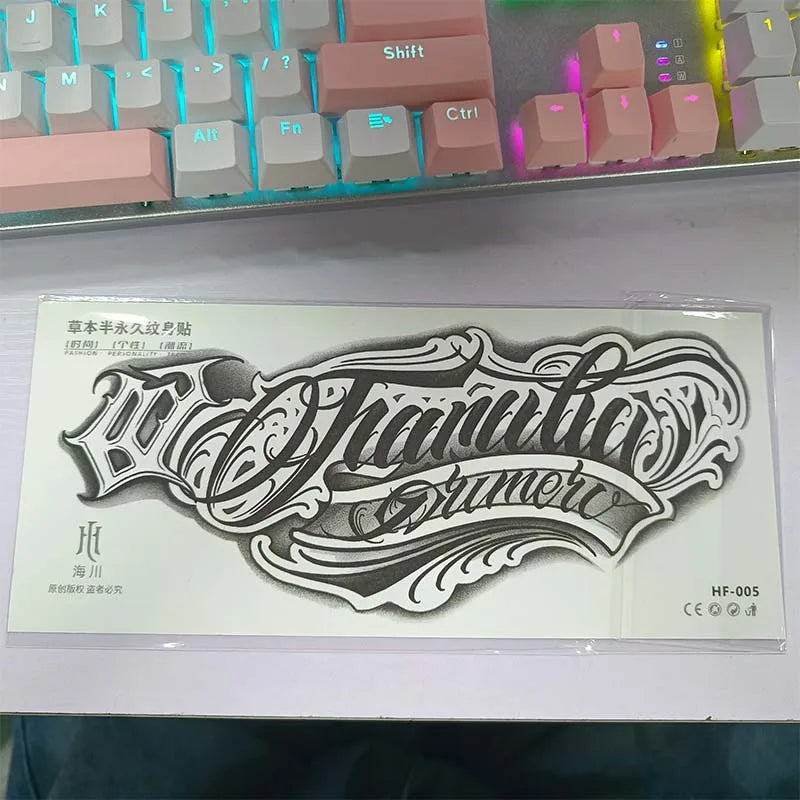 1Pc Handwritten Font Arm Waterproof Temporary Tattoo, Long-Lasting 1-2