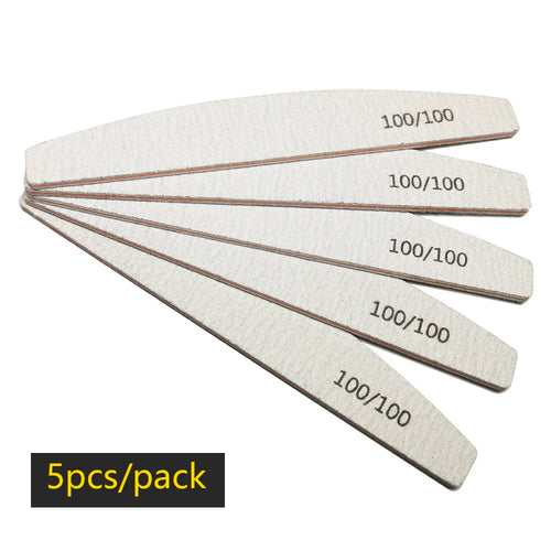 Lurayee Nail File Buffer 100/180 Grit Half Moon Double Side Sandpaper
