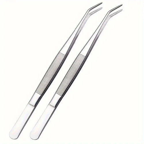 2pcs Stainless Steel Multi-Purpose Tweezers - Perfect For Nail Art,