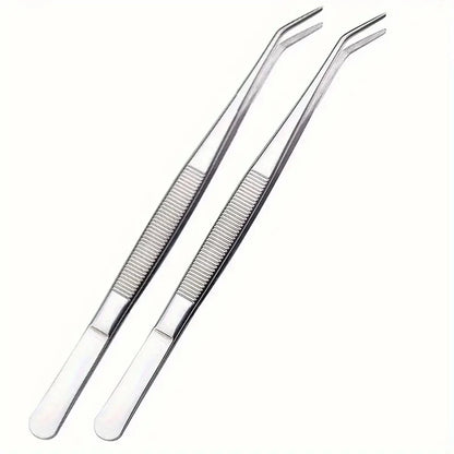 2pcs Stainless Steel Multi-Purpose Tweezers - Perfect For Nail Art,