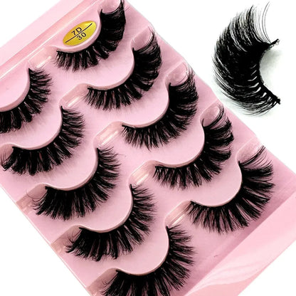 Cat Eye Eyelashes 3D Natural False Lashes D Curl Fluffy Soft Cross 5