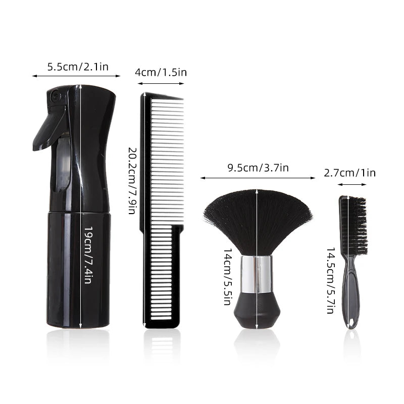 4pcs Professional Haircut Set Barbershop Tools Spray Bottle Comb Hair