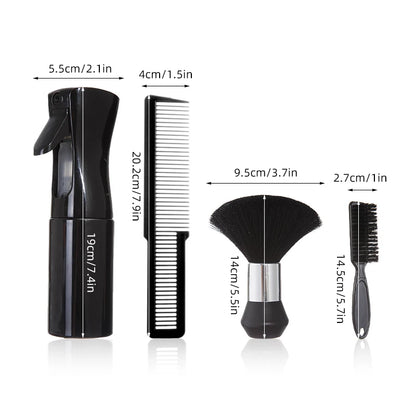 4pcs Professional Haircut Set Barbershop Tools Spray Bottle Comb Hair