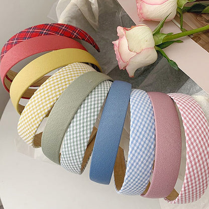 Aveuri Korea Style Retro Headband Women Simple Cloth Fabric Hair Band Floral Lattice Hairbins For Ladies Girl Headwear Hair Accessories