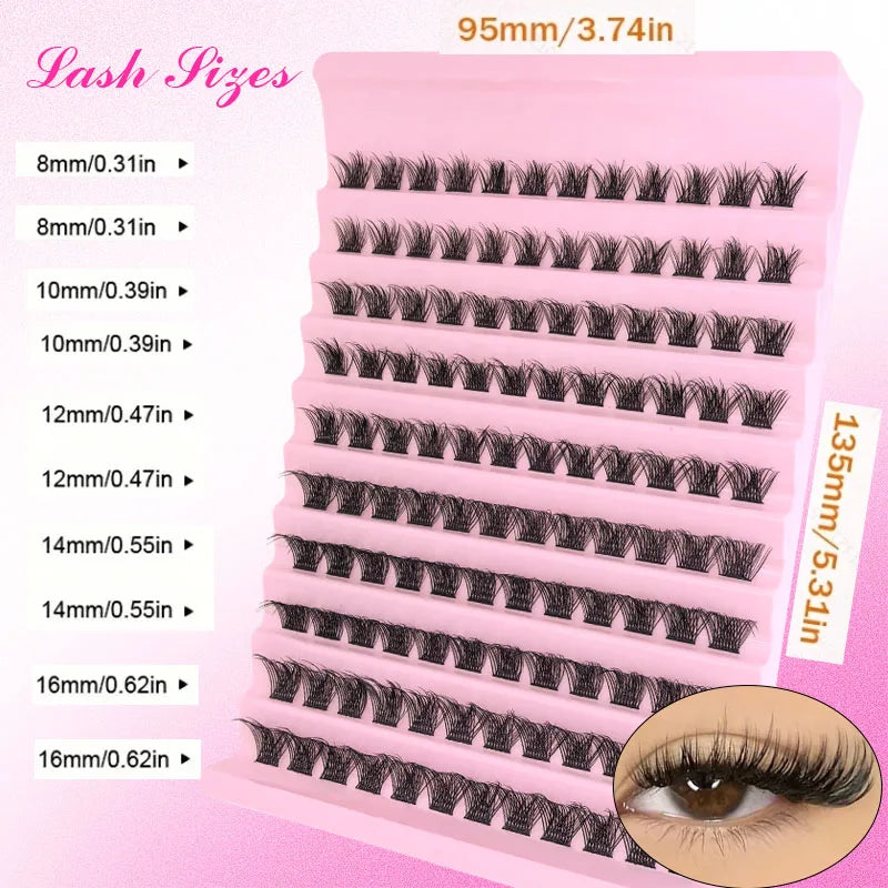 DIY Eyelash Extension Kit Individual Lashes Cluster Mix Lash Clusters