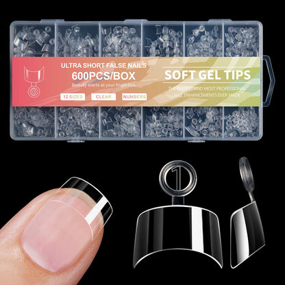 600pcs/Boxed Ultra Short French False Press On Acrylic Nails Tips