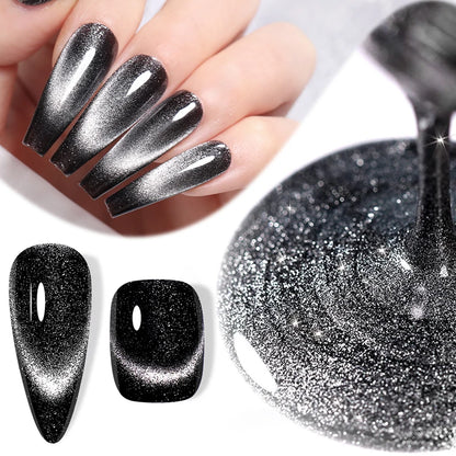 LILYCUTE 7ML Black Crystal Cat Magnetic Gel Sparkling Glitter Gel Nail