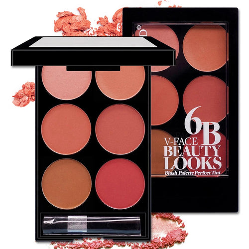 6-color blush and contouring all-in-one palette, pearlescent matte