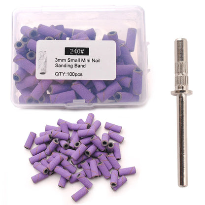 100pcs 3.1mm Mini Sanding Bands Kits Nail Drill Bits Mandrel Sets