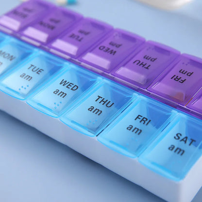 Weekly 14 Grids 7 Days Pill Box Portable Travel  Cases Organizer Pill