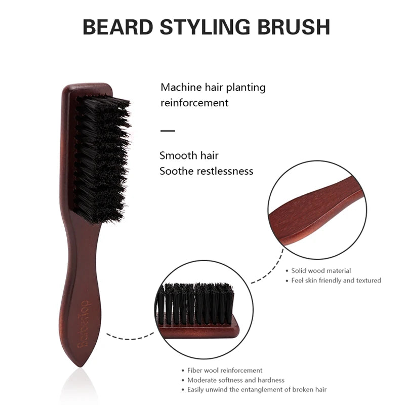 Barbertop Men Beard Brush Wooded Handle Soft Hair Cleaning Brush