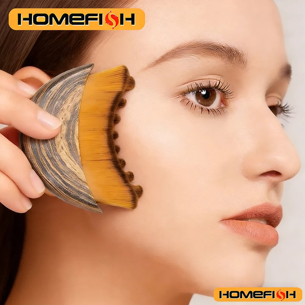 Contour shaping facial brush, with ergonomic mermaid line design,