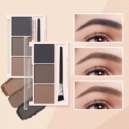 3-Shade Eyebrow Powder Palette - Long-Lasting, Waterproof and