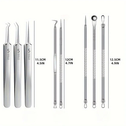 Stainless Steel 4/7/8pcs Acne Removal Tool Set - Blackhead & Pimple