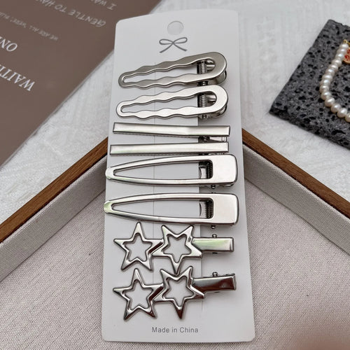 Sliver Metal Hair Clips Women Girls Y2K Duckbill Hairpin Personality