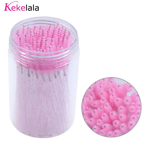 50Pcs/Bottle Eyelash Extension Brushes With Container Eyebrow  Eye