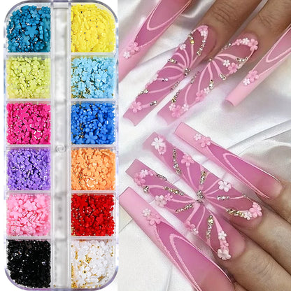 12Grids Ocean Gold Nail Art Charms Shell/Seahorse/Starfish White Half