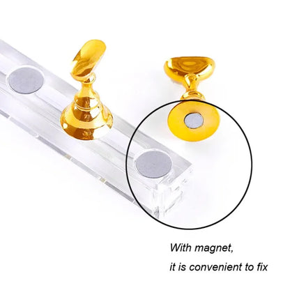 5pcs/Pack Chess Magnetic Nail Holder Practice Display Stand Gold