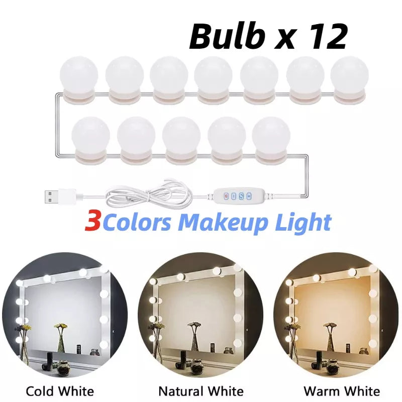 Makeup Mirror LED Light Bulbs Vanity Lights USB 12V Bathroom Dressing Table Lighting Dimmable LED Vanity Light For Mirror Light