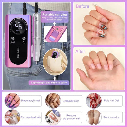 Professional 45000RPM Electric Portable Nail Drill Machine