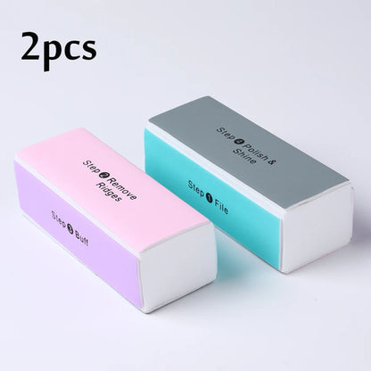 4 Sides Sponge Nail Buffers Colorful Sanding Buffing Block Grinding
