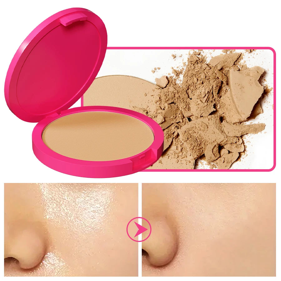 Natural Matte Pressed Powder Oil Control Brighten Whitening Face Base