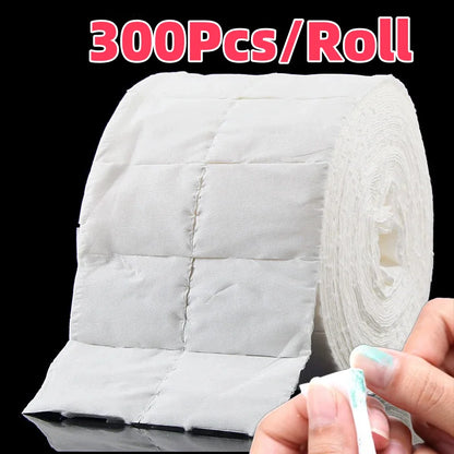 300Pcs/Roll Nail Polish Remover Cotton Pads White Torn Off Lint Free