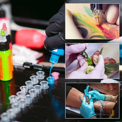100Pcs Tattoo Ink Cups POSEIDON Plastic Pigment Clear Permanent Makeup