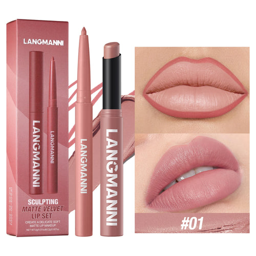 Integrated waterproof lipliner+lipstick lipstick lipstick set,no