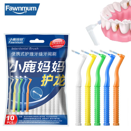 10 PCS Fawnmum L-Shape Interdental Brush Wire Orthodontic Interdental