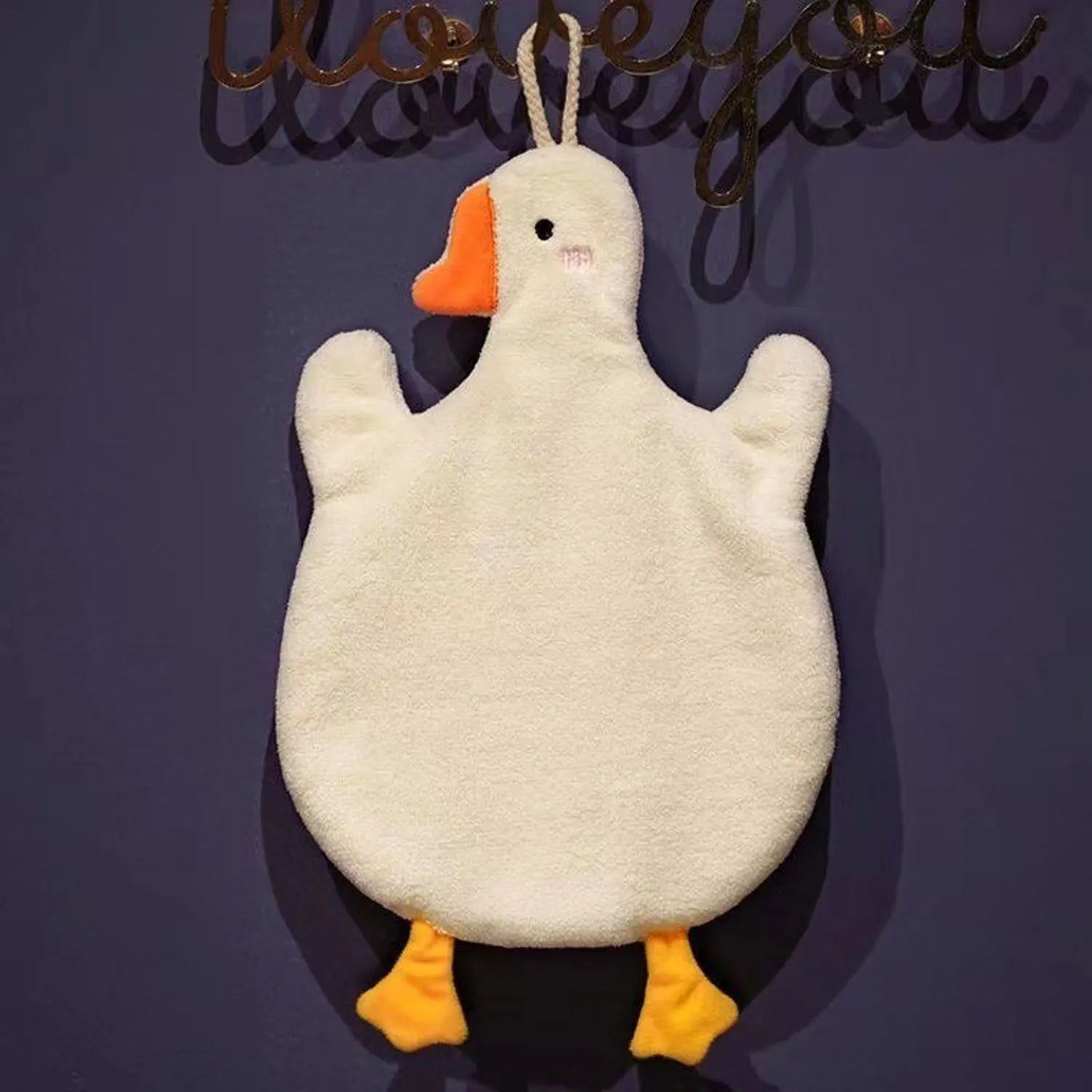 2pcs Cartoon Goose Hand Towel Kitchen Bathroom and Toilet Hand Towel