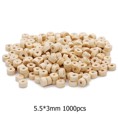 100-300pcs/string 5mm Round Natural Wood Spacer Beads, Wooden Prayer Beads for DIY Necklaces Bracelets, Jewelry Making Supplies