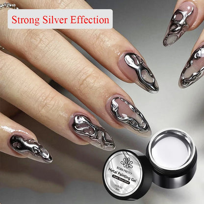 BORN PRETTY 5ml Metallic Painting Gel Polish Strong Silver Effection