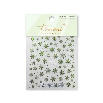 5D Laser Winter Snowflake Christmas Shiny Rhinestone Embossed Relief