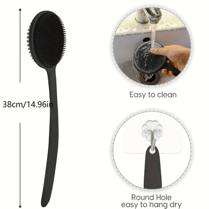 Silicone Back Scrubber Brush for Shower  Long Handle Body Deep
