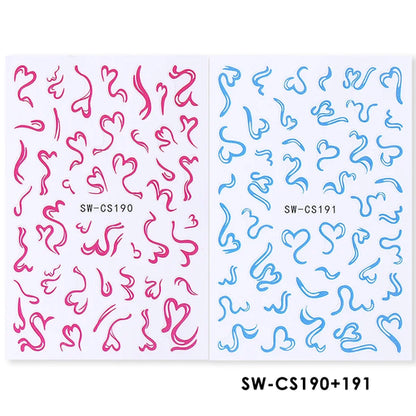 2pcs Sweet Element Nail Art Stickers Simple Flower Heart Cherry