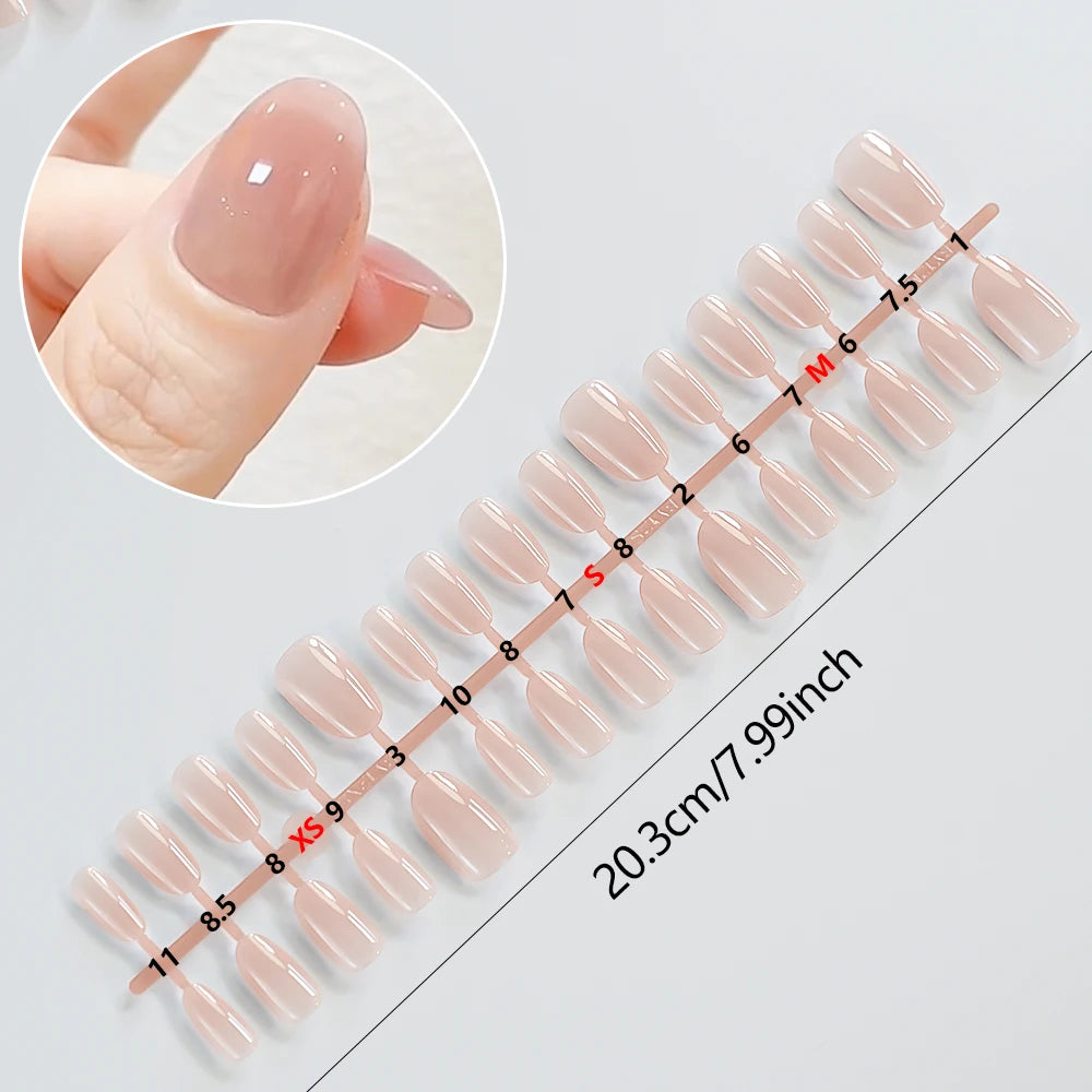 150Pcs Gradient Nude Short Almond Fake Nails XS/S/M Size Glossy Full